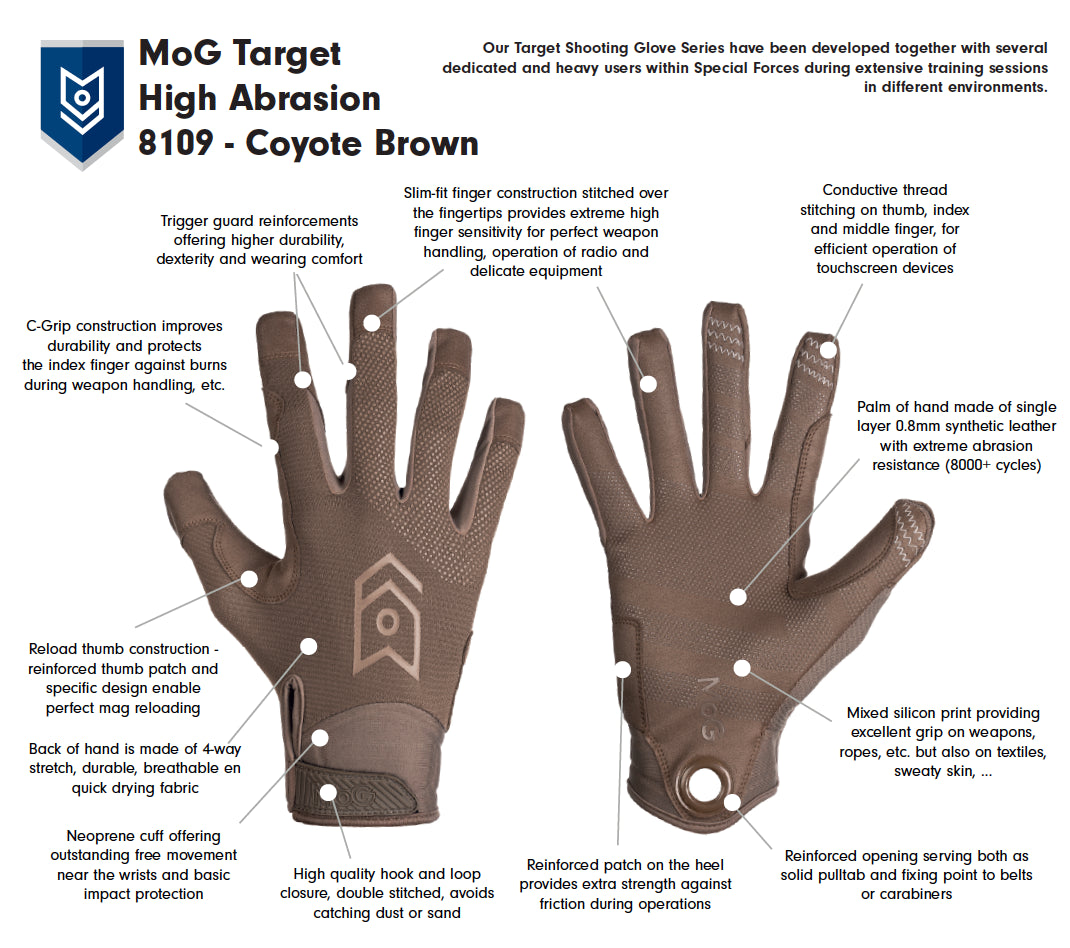 MoG - Masters of Gloves 8109C - TARGET High Abrasion Gloves Coyote
